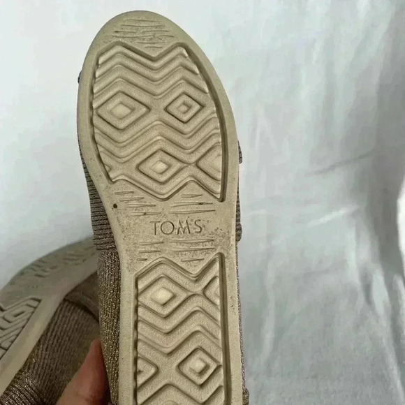 TOMS Womens Size 7 Alpargata Ortholite GOLD Sparkle Knit Flat Shoes - Picture 6 of 11